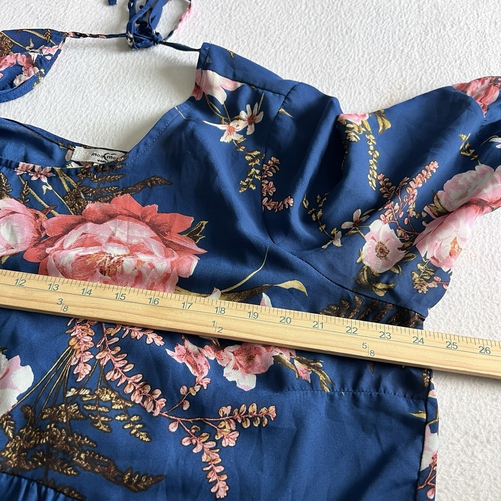 Moa Moa Dress Womens 3X Blue Floral Bell Sleeve Babydoll Boho Cottagecore Spring - Picture 7 of 9